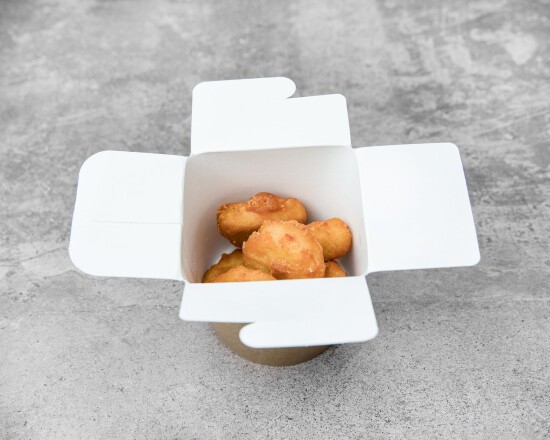 fried food on brown wooden tray