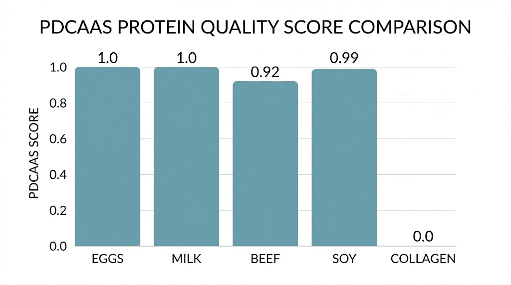 PDCAAS protein quality scores comparing collagen to complete proteins