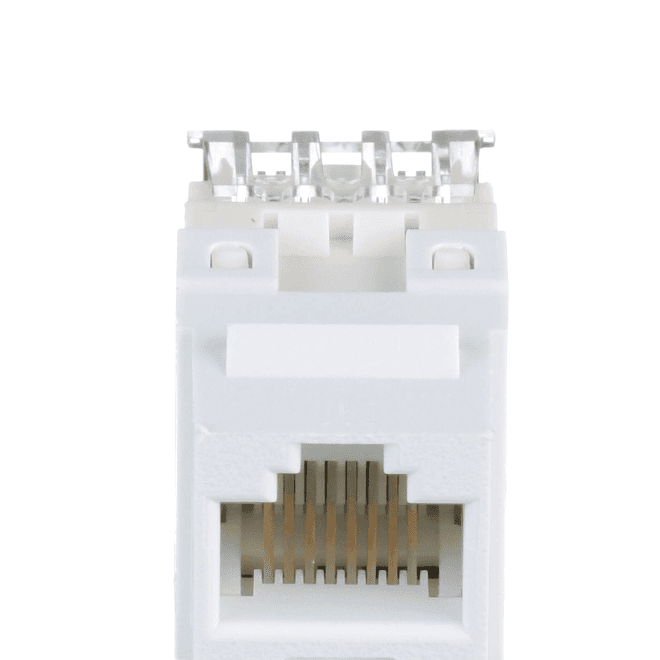 Jack keystone RJ45 blanco categoría Ethernet para instalación en placas de red