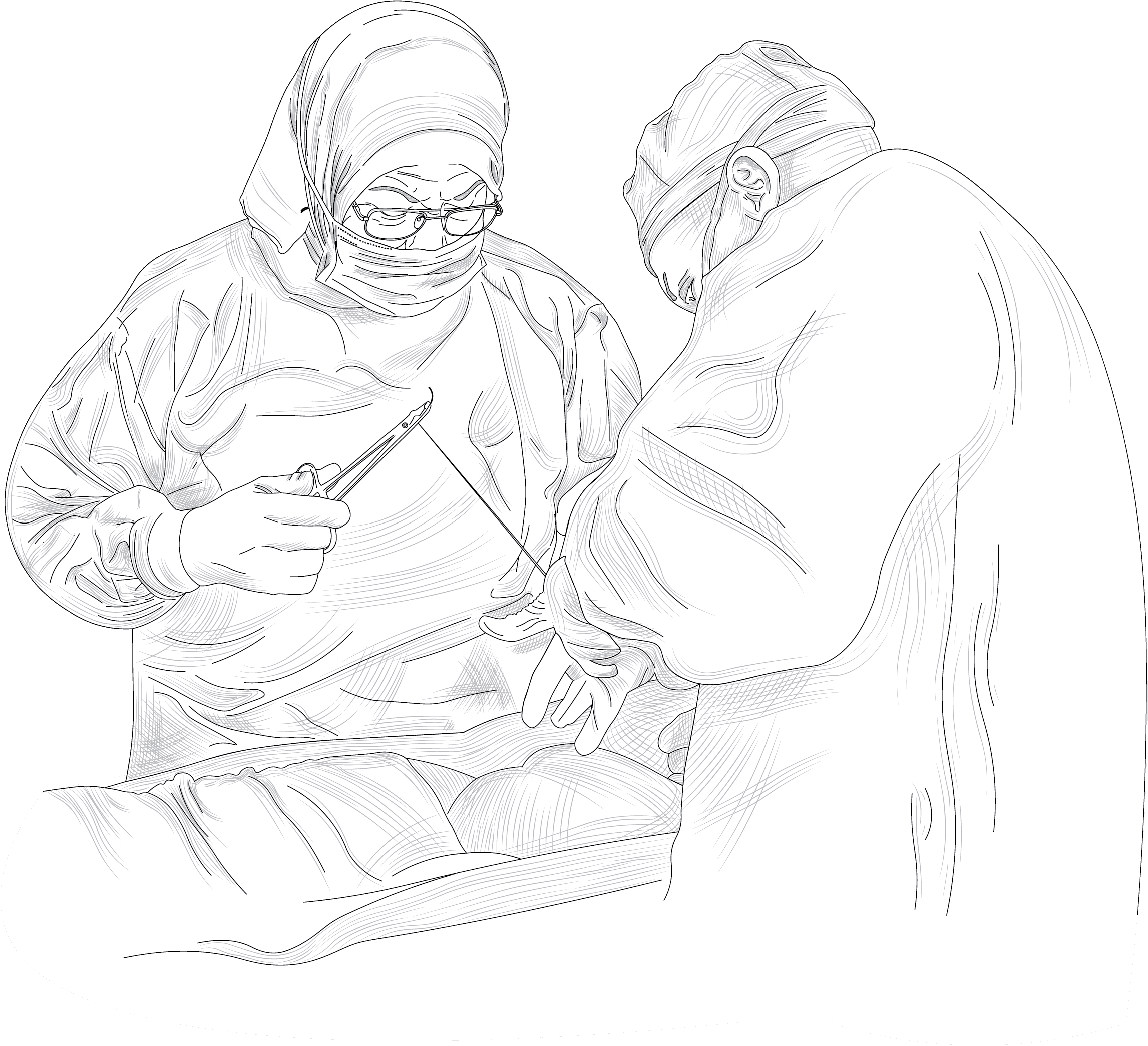 Image of two surgons working on a patient