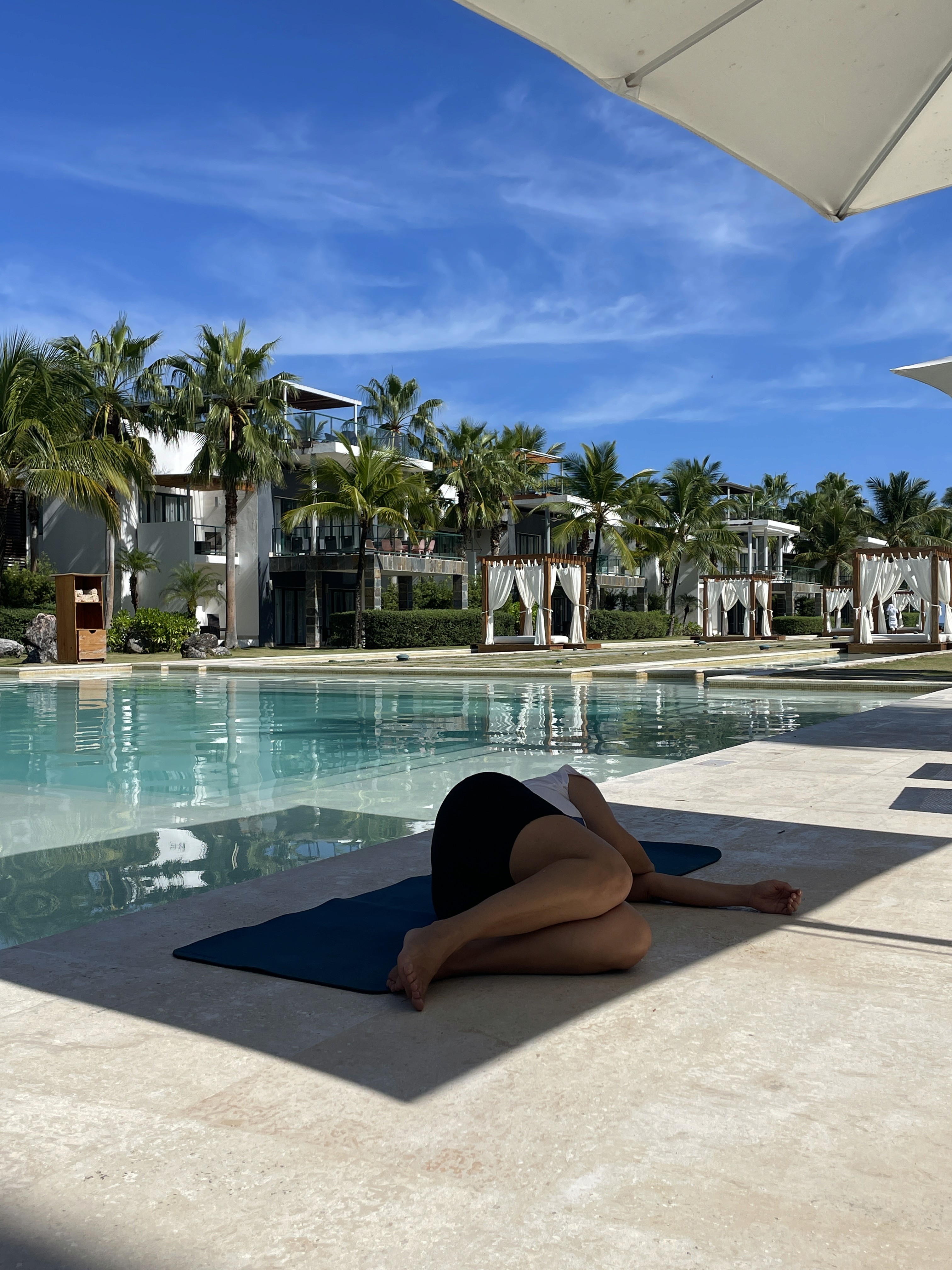 Morning collective yoga class on Playa Cosón at Sublime Samaná Barfoot Luxury Resort, Las Terrenas, Samaná Dominican Republic
