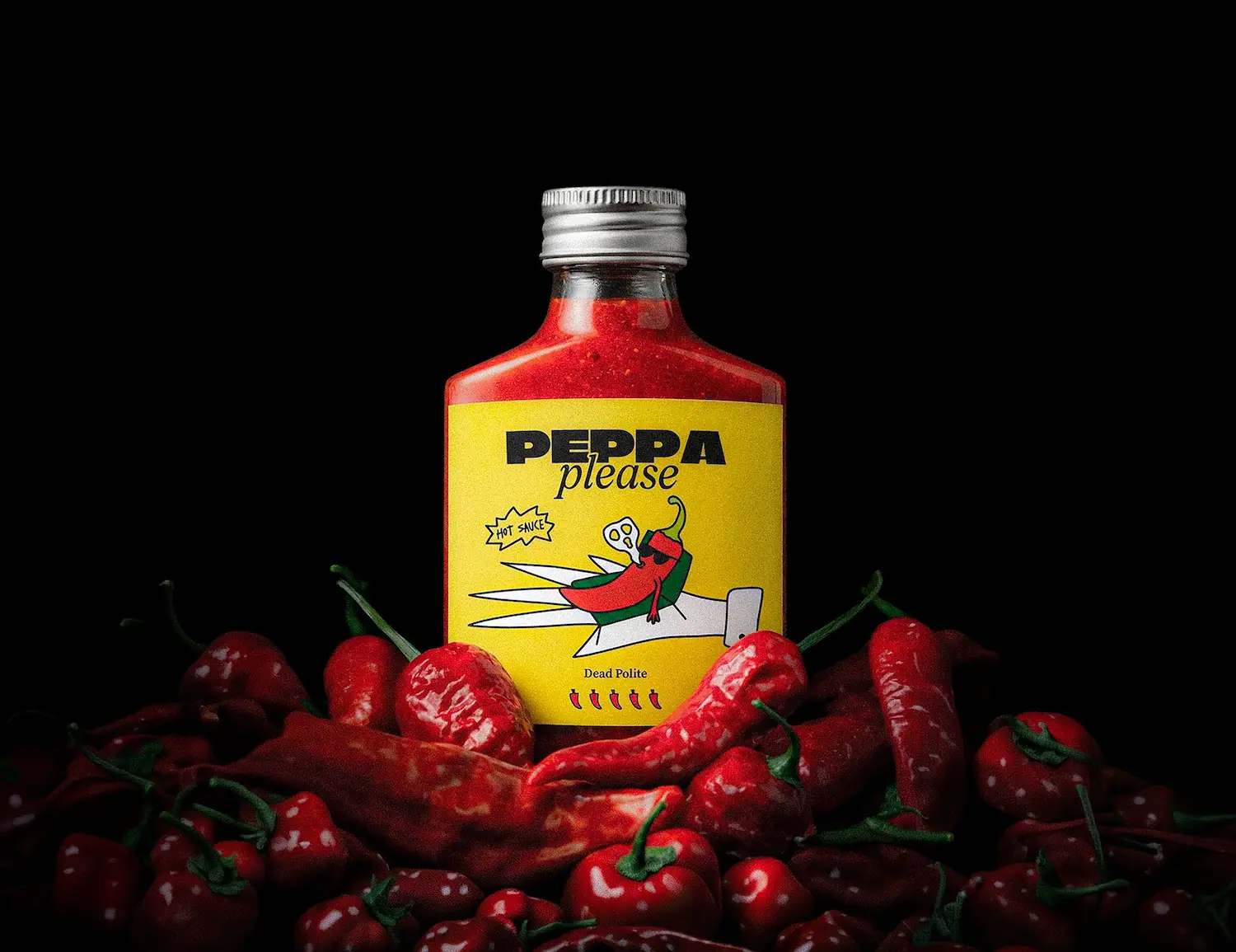 Peppa please packaging sauce piquante graphiste branding