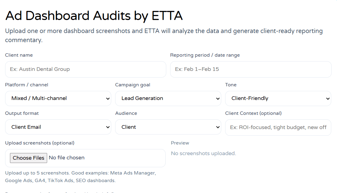 An image of ETTA Pro Screenshot Generator