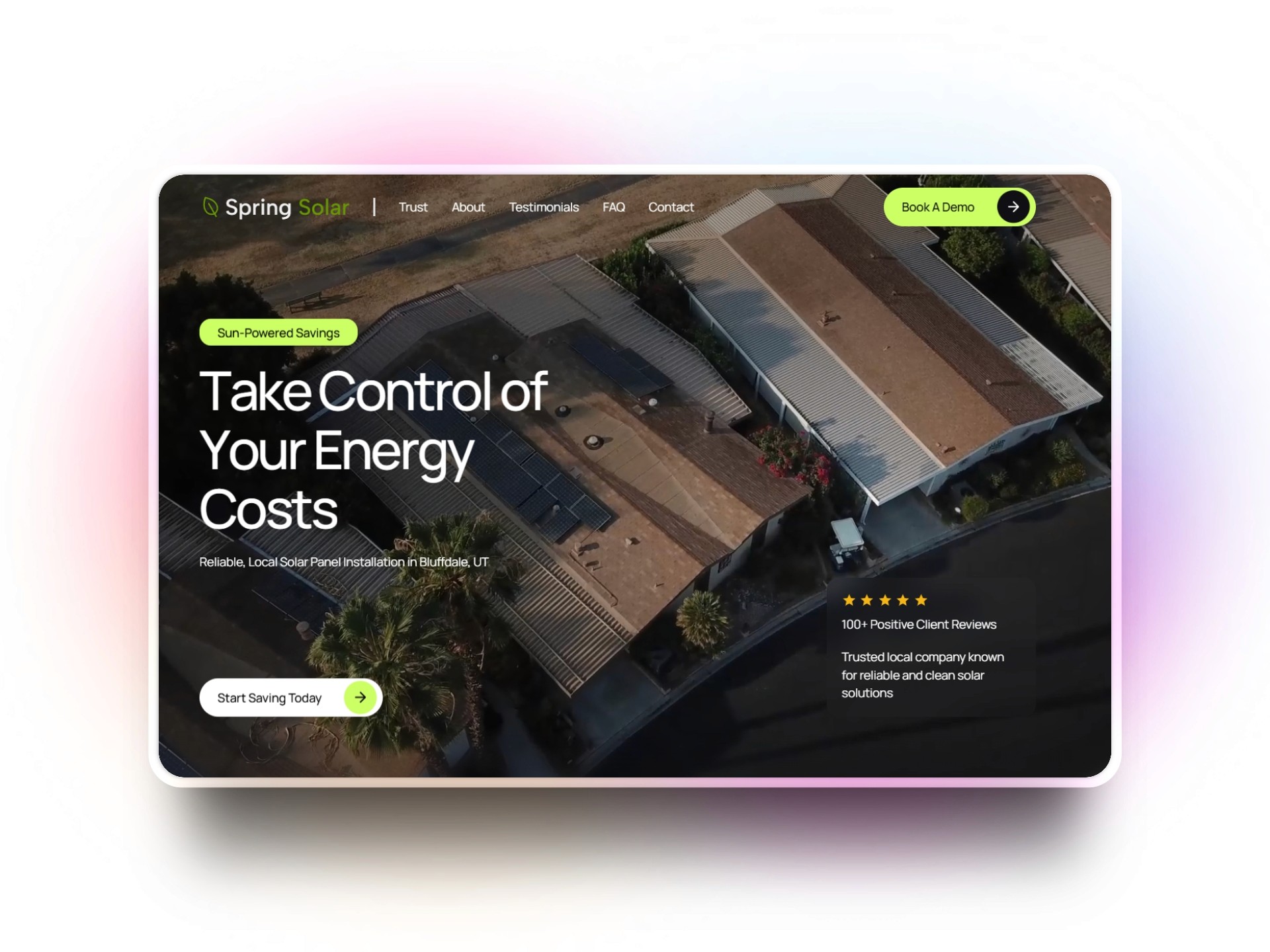 A mockup of a Spring Solar Website