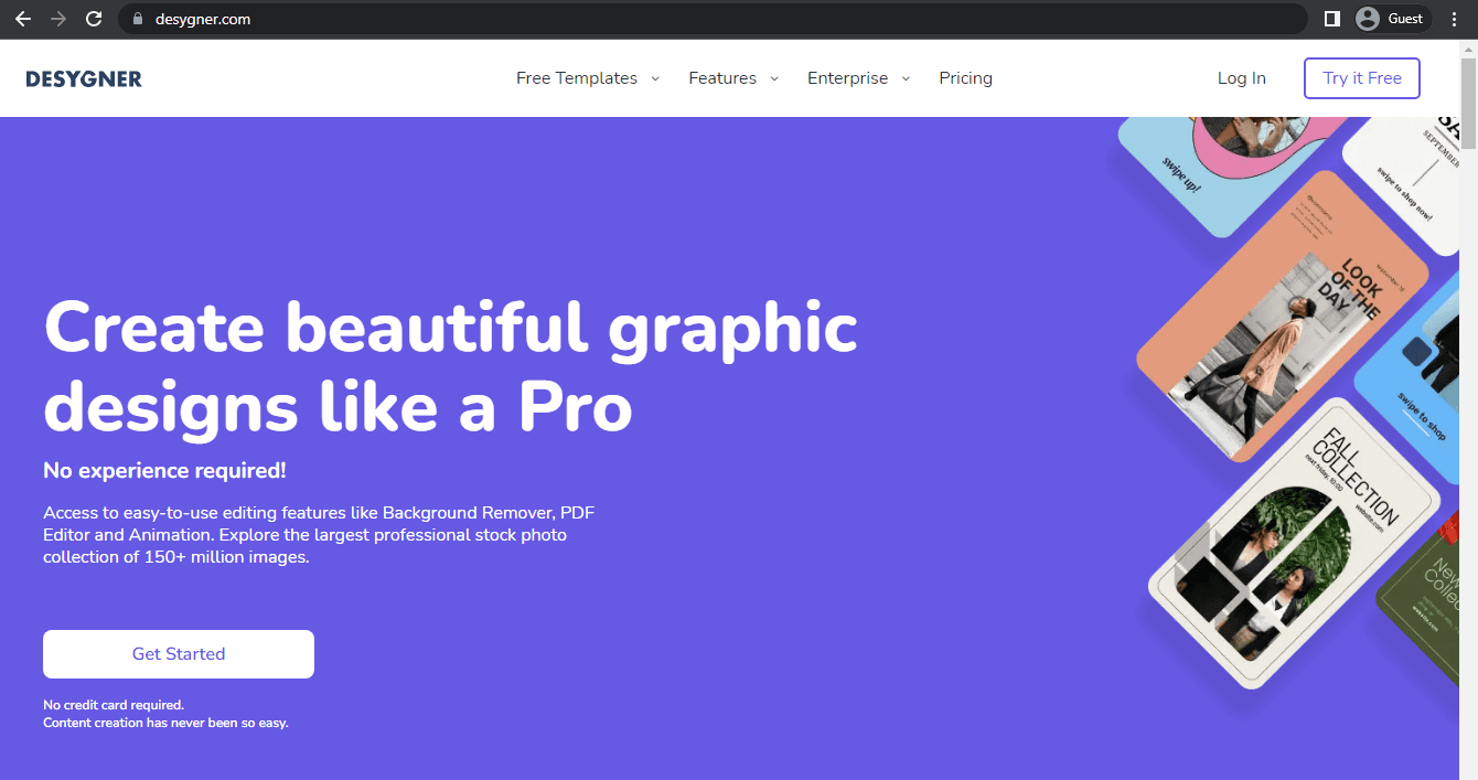 desygner landing page