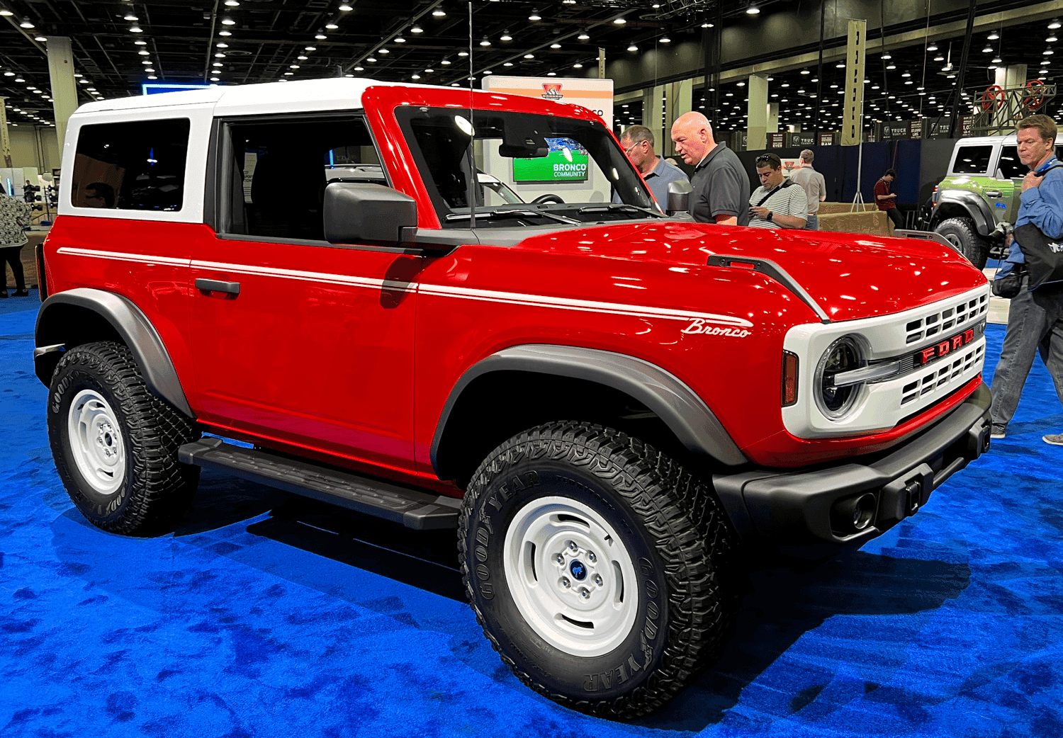 Red and White 2023 Ford Model Year Changes Two-Door Bronco Heritage at 2022 Detroit Auto Show