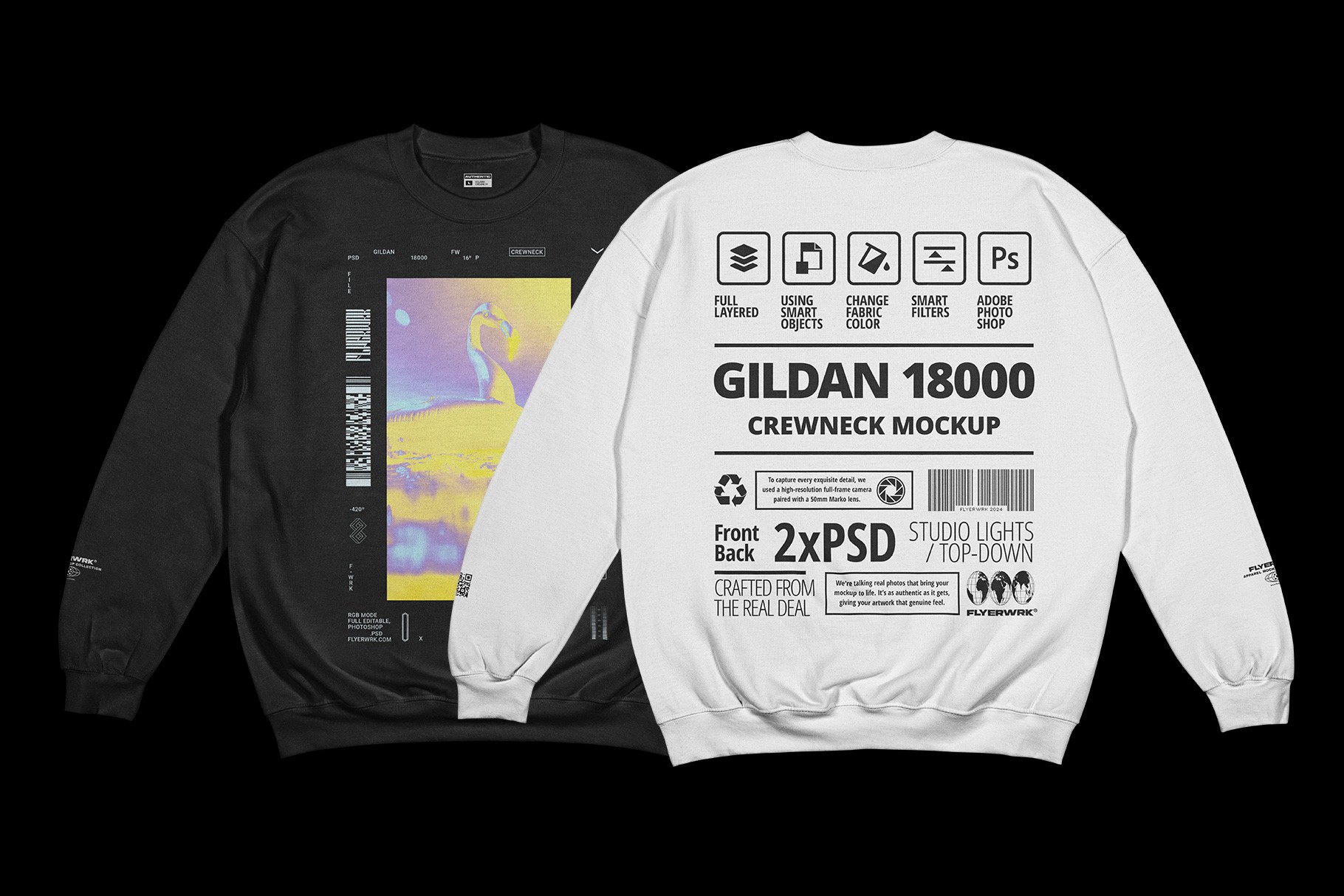 Gildan 18000 Crewneck Flat mockup showing design presentation example