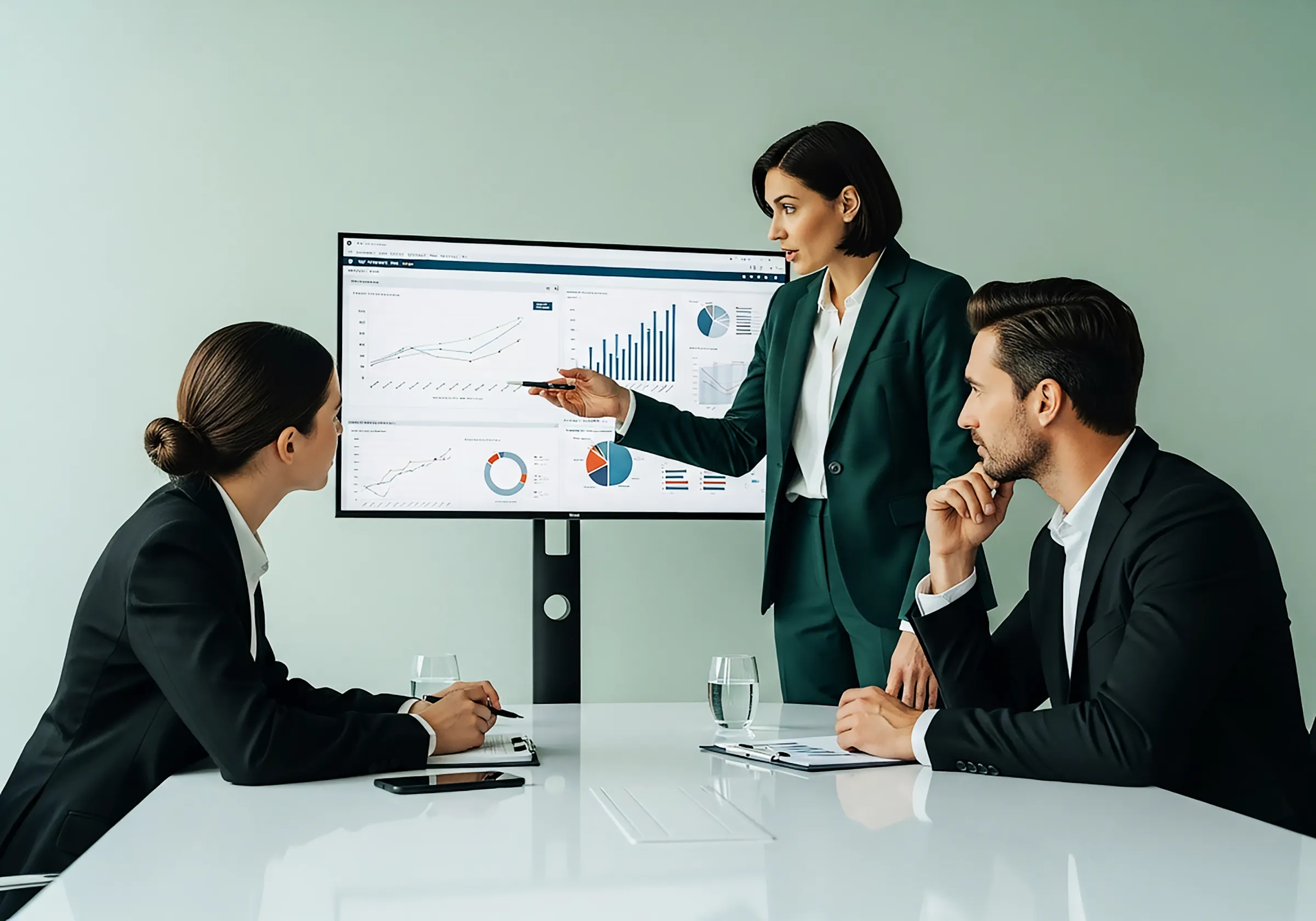 Business Meeting Scene of 2 women and one man