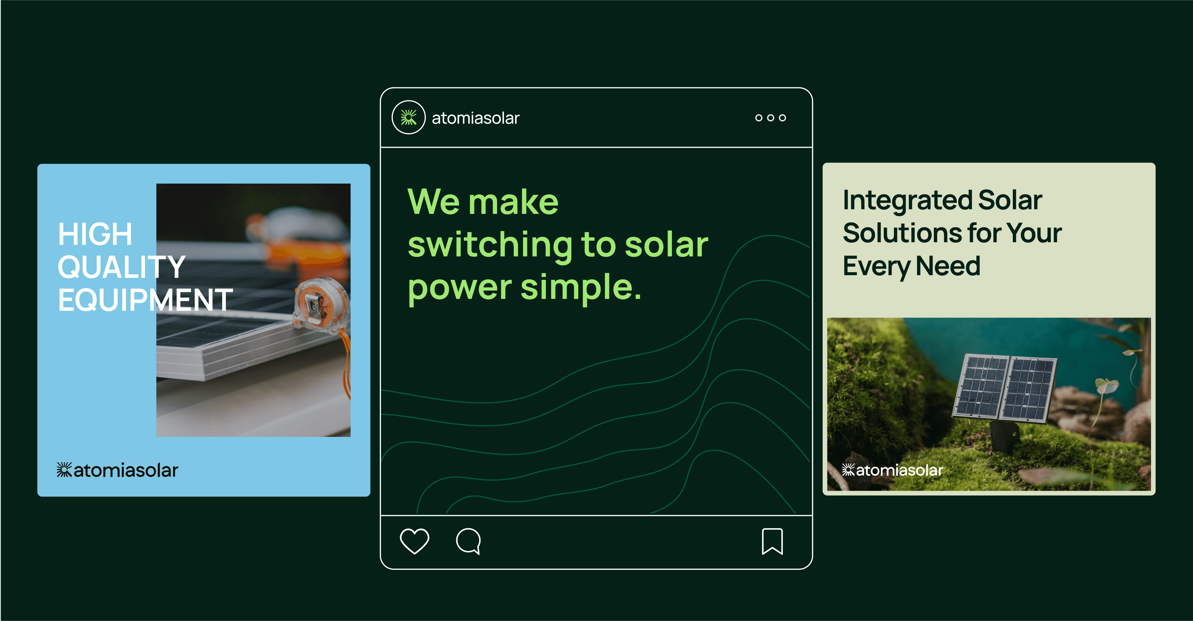 Social posts design for Atomiasolar