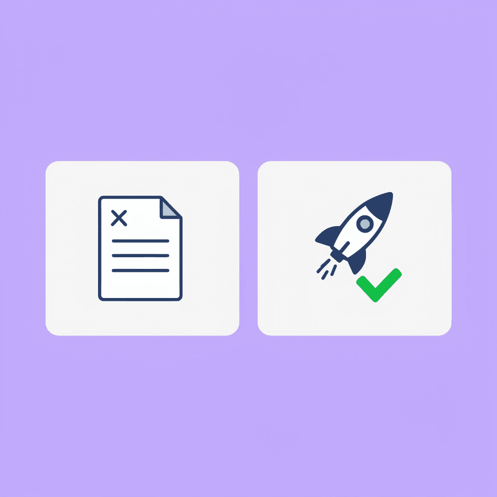  Comparison showing failed AI experiment on left versus successful operational AI deployment on right