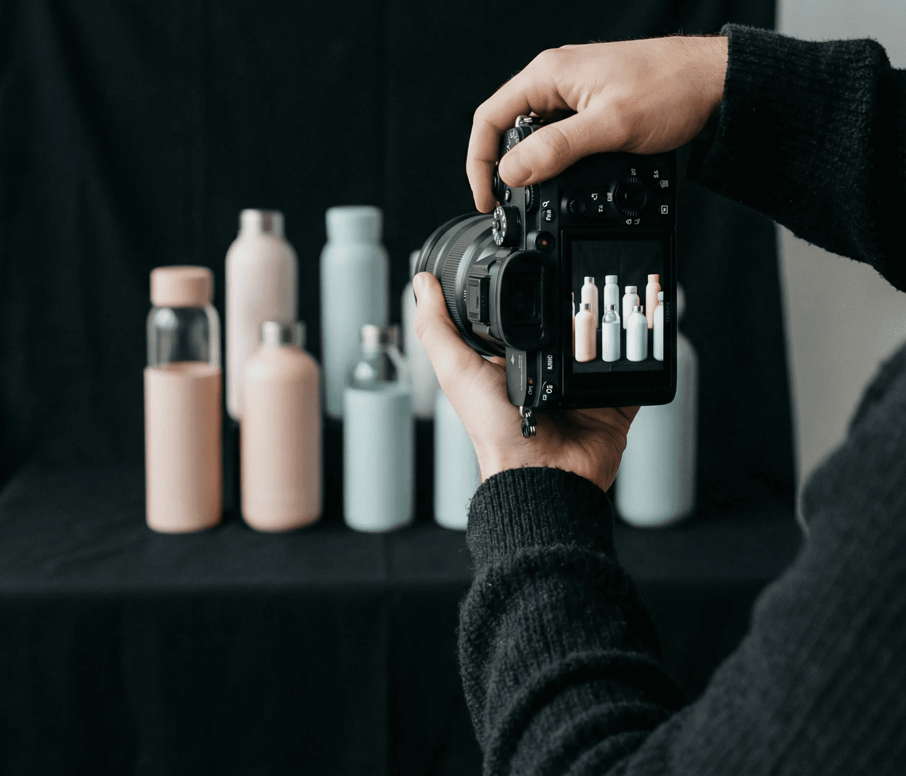 Closeup shot of hand holding camera