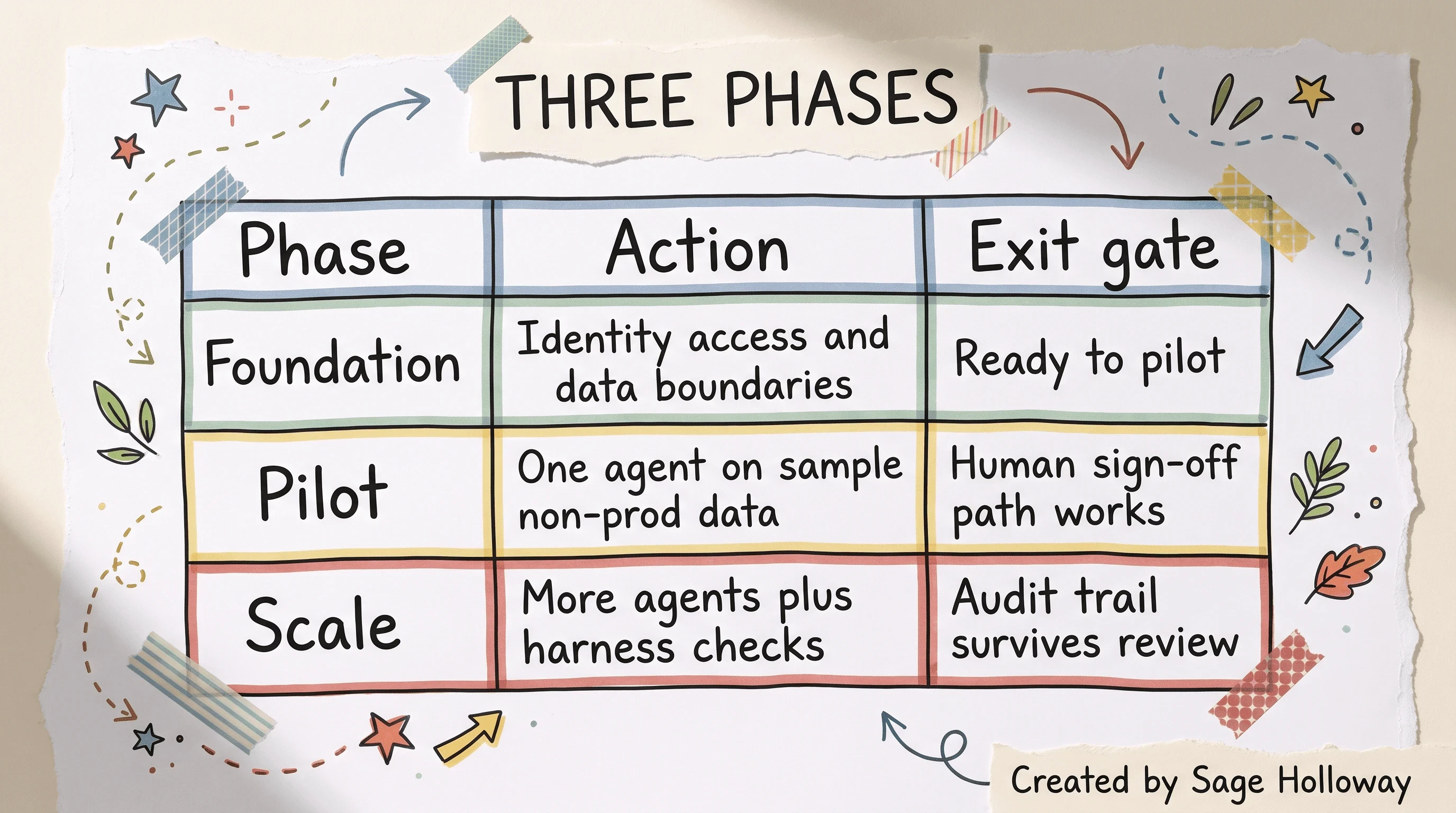 Table of Foundation, Pilot, and Scale phases for Anthropic financial services adoption