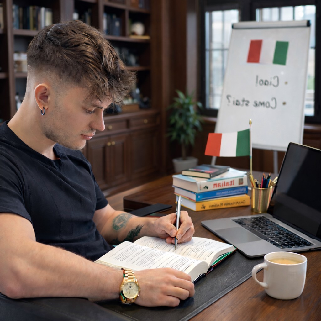 young guy learning online 