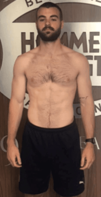 Before and after transformation photos of a Fitnix client