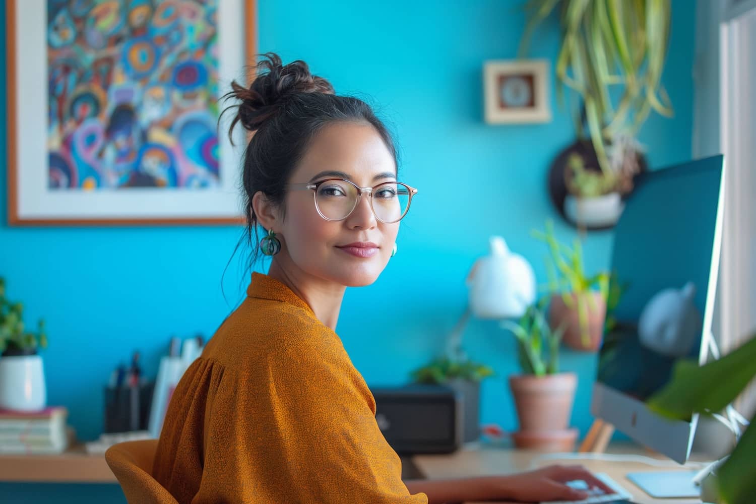 girl working at the computer