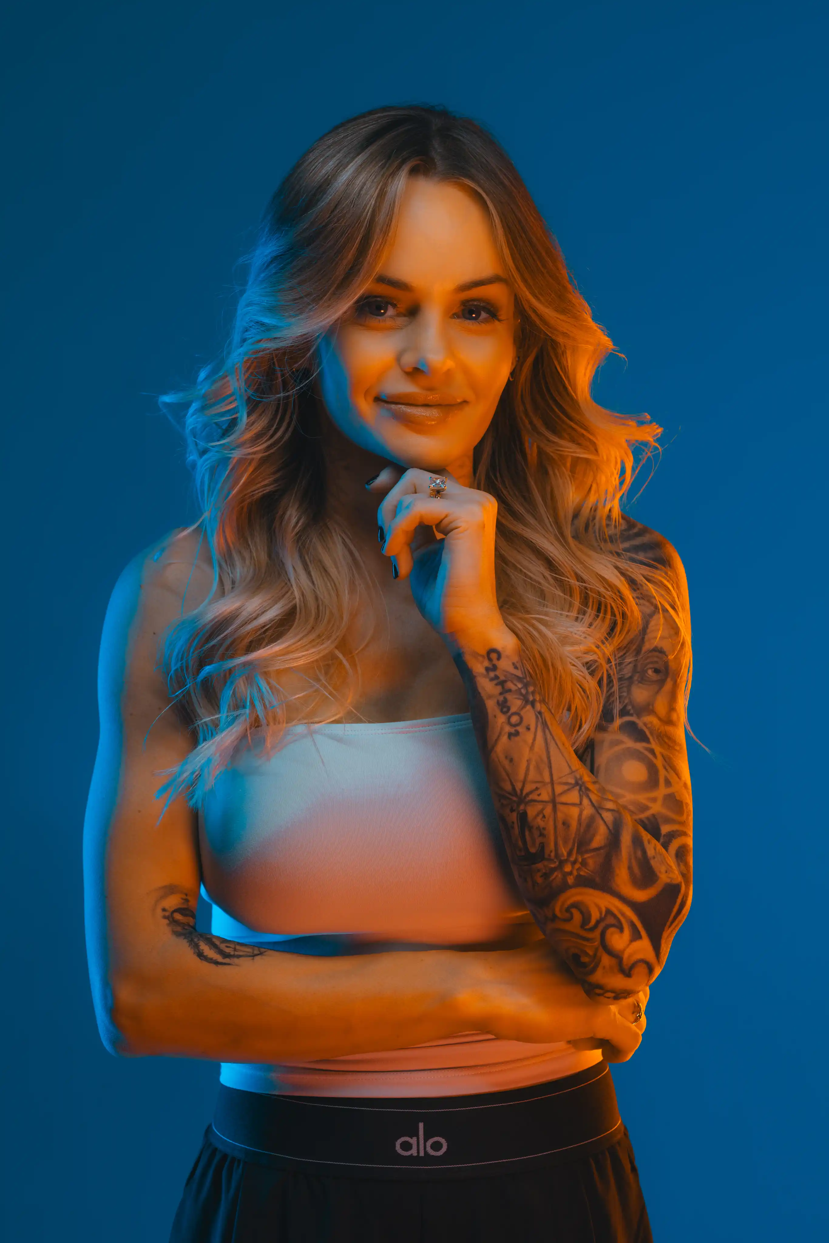 Colorful neon portrait of woman for personal branding session in Tampa