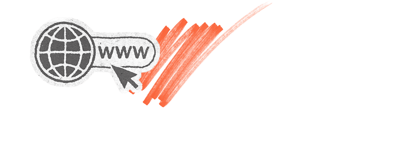 An illustration of a globe with a “www” label, showing how you can connect or buy your own custom domain in Copyfolio to look more professional.