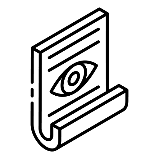 A rolled document with an eye symbol, indicating monitoring or surveillance.