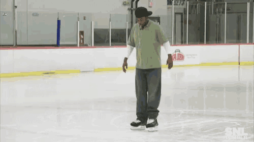 Man Slowly Ice Skating