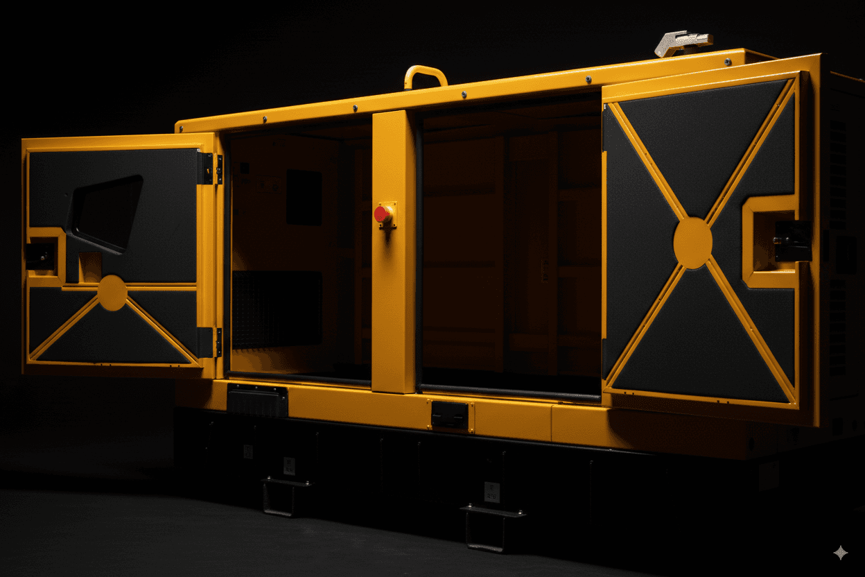 Close up view of a genset canopy