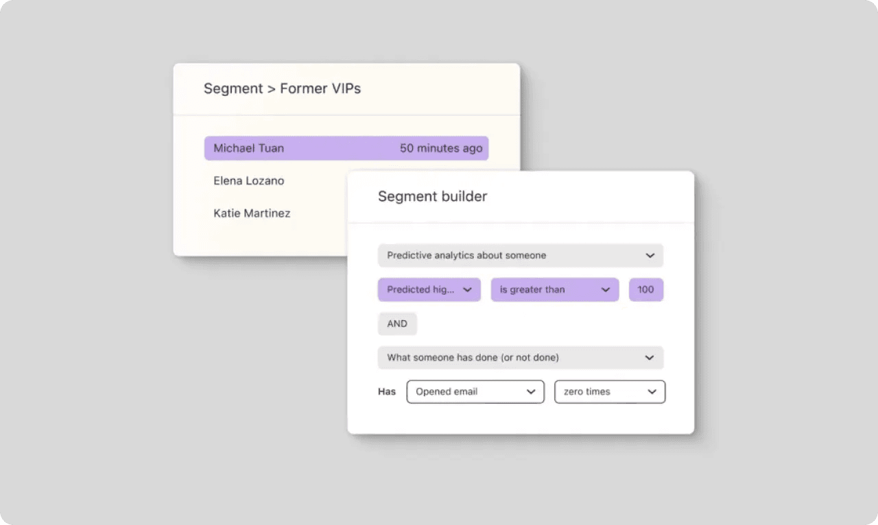 Heat Transfer Warehouse가 사용한 세그먼트 나누기(출처=Klaviyo)