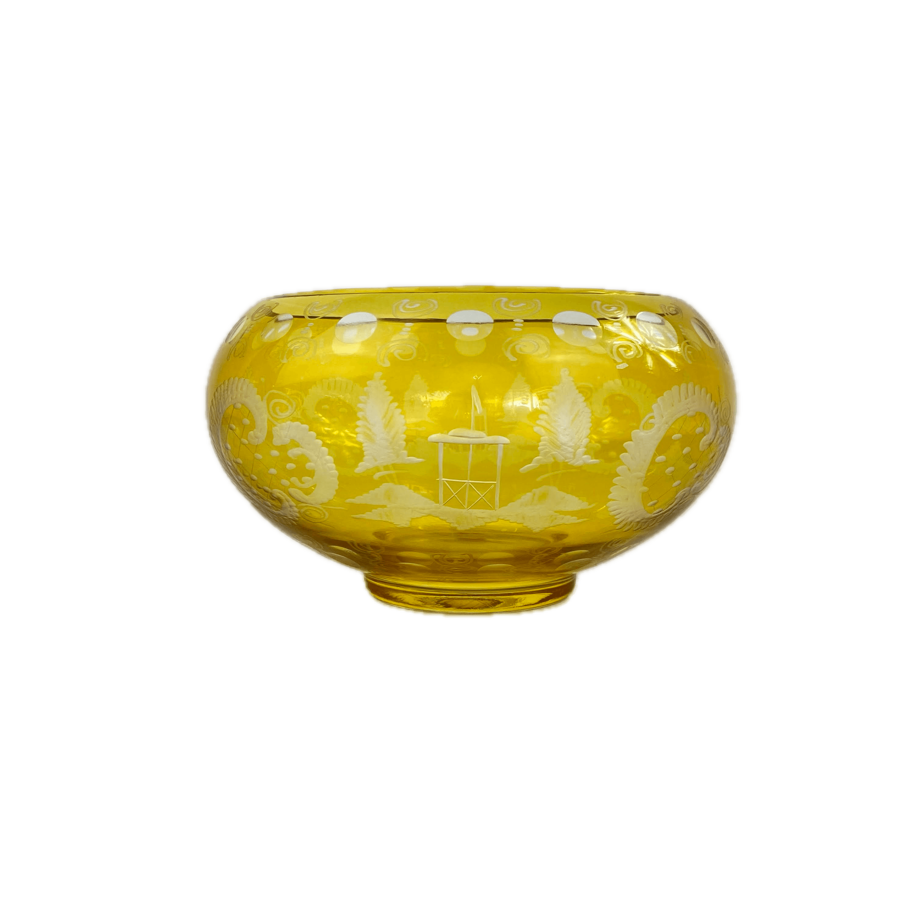 Centro de Mesa Ludwig Moser & Söhne Ámbar 1890's Cristal de Bohemia