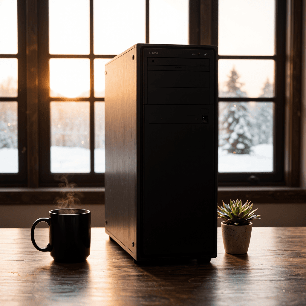 product photography of desktop computer tower