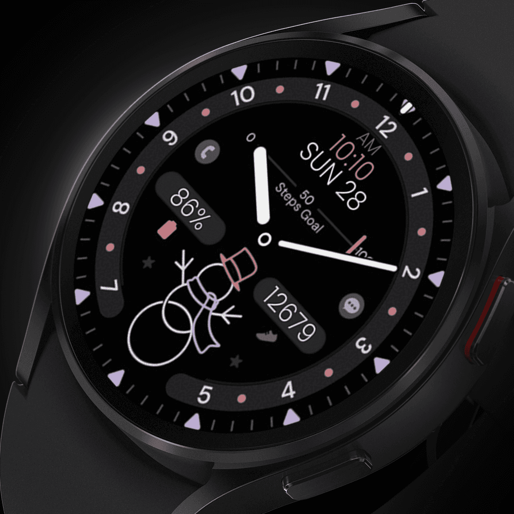 Galaxy watch displaying a hybrid watch face