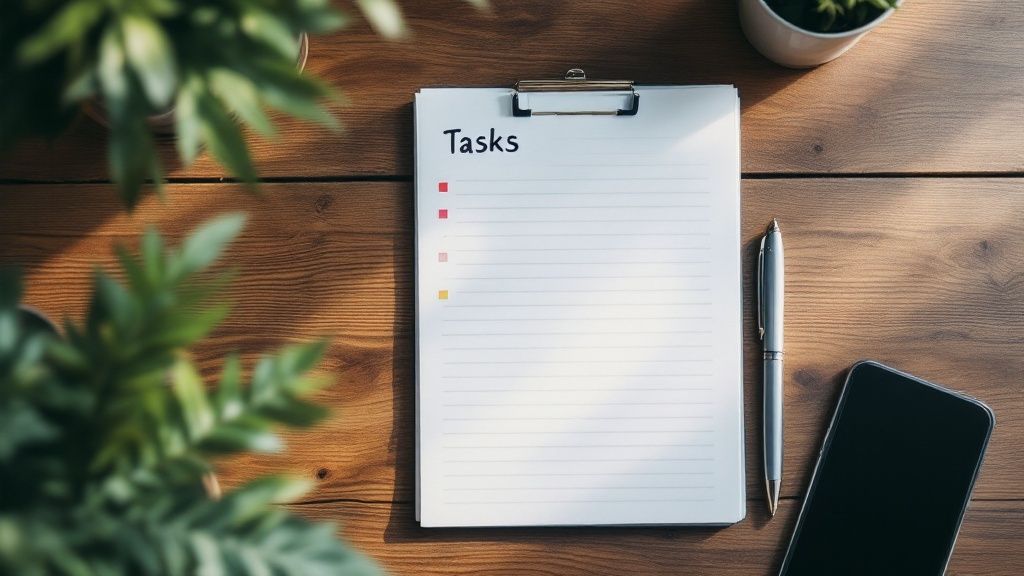 Speak4Me – A person sitting at a modern desk with a laptop, looking organized and focused.