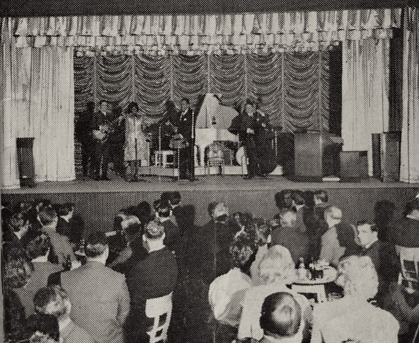 Historical photo showing the stage at Greasbrough Working Men's Club