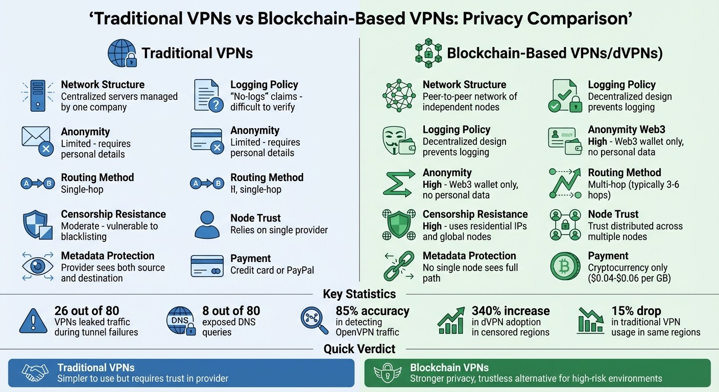 Traditional VPN vs Blockchain VPN Privacy Comparison