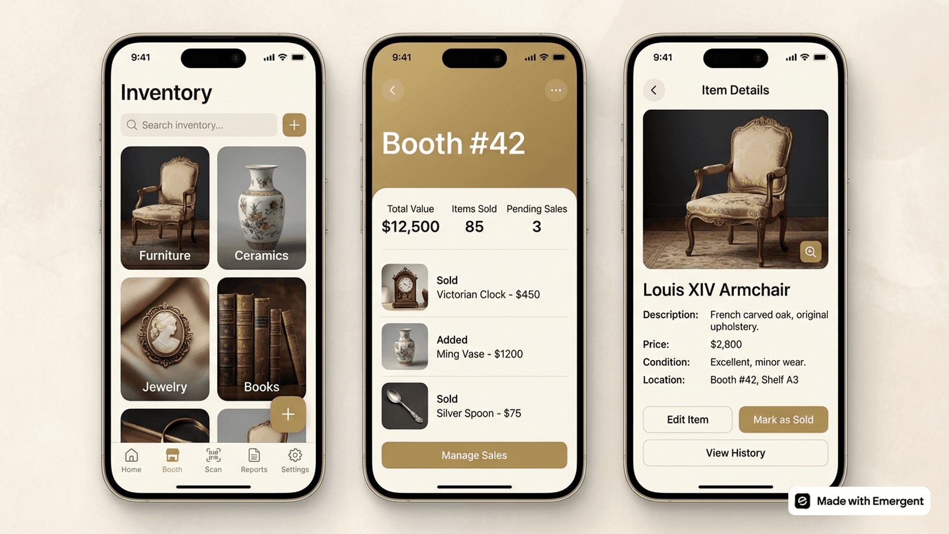 Antique Booth Inventory App Made With Emergent