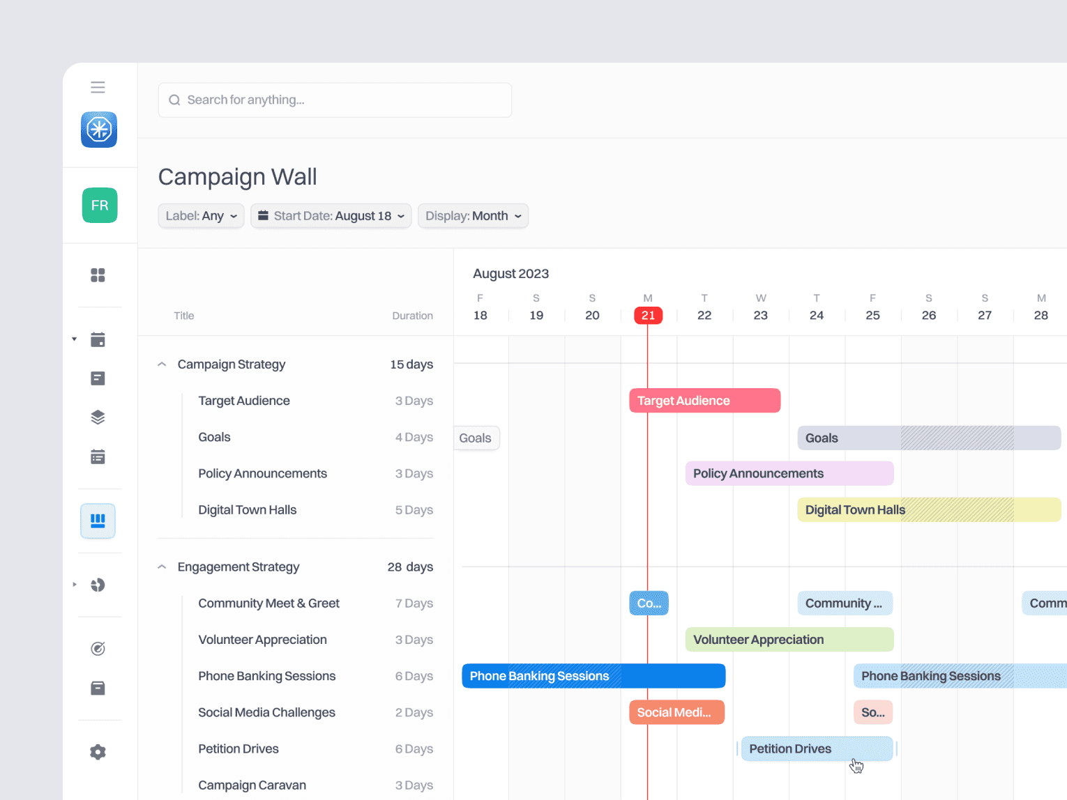 planbeacon campaign wall ui design
