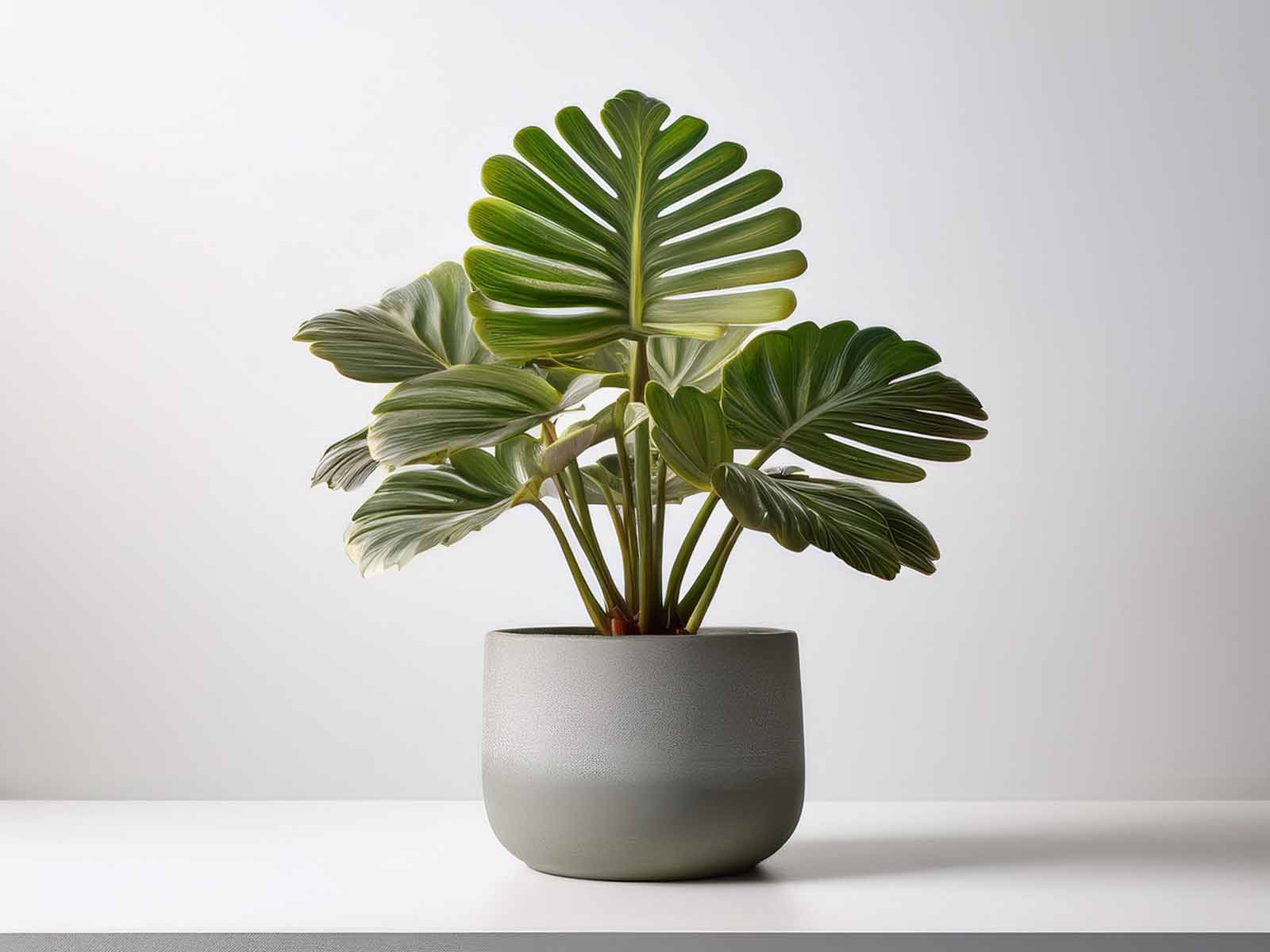 Philodendron Xanadu plant with deeply lobed, glossy green leaves in a modern St. Louis office, supplied by Tropical Decor