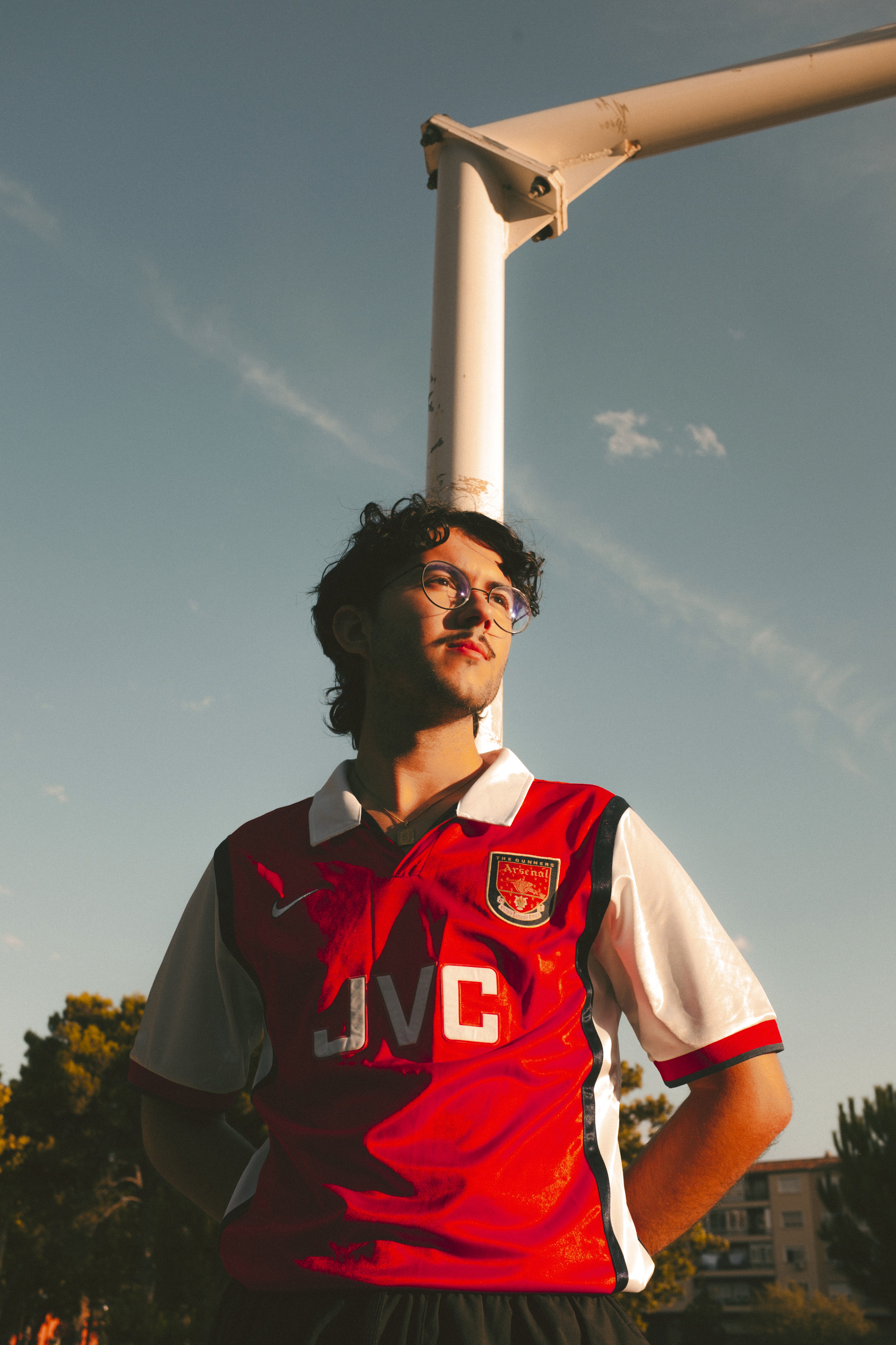 A studio space showcasing large window and contemporary design elements