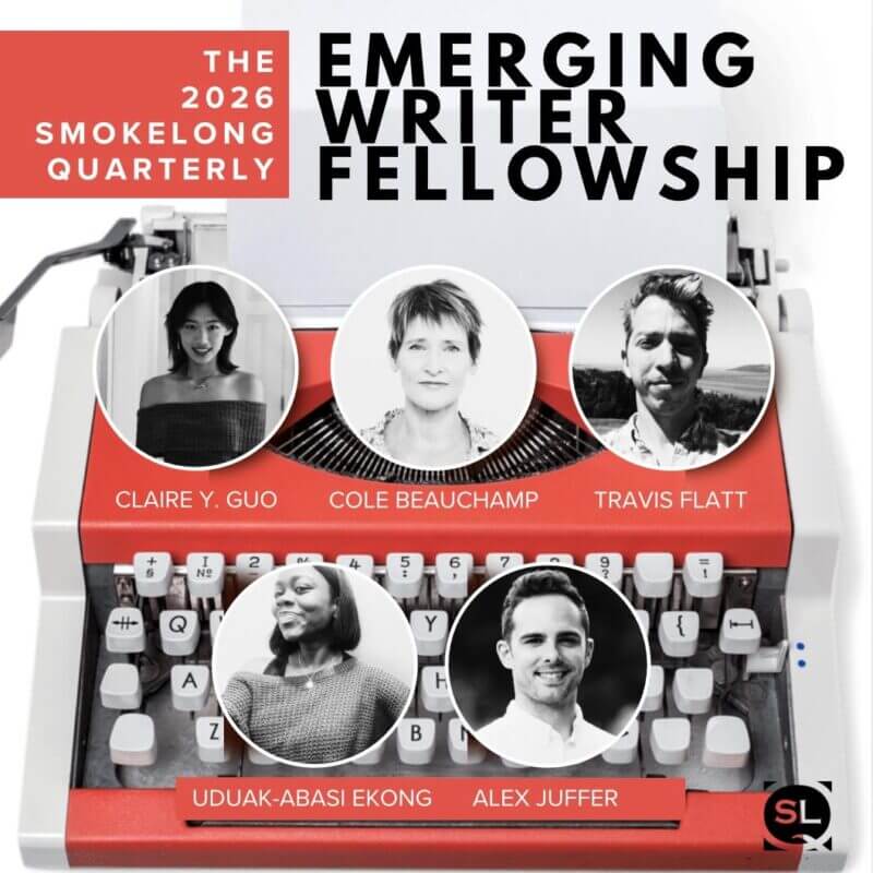 Collage of portraits featuring the selected writers for the 2026 Smokelong Emerging Writer Fellowship