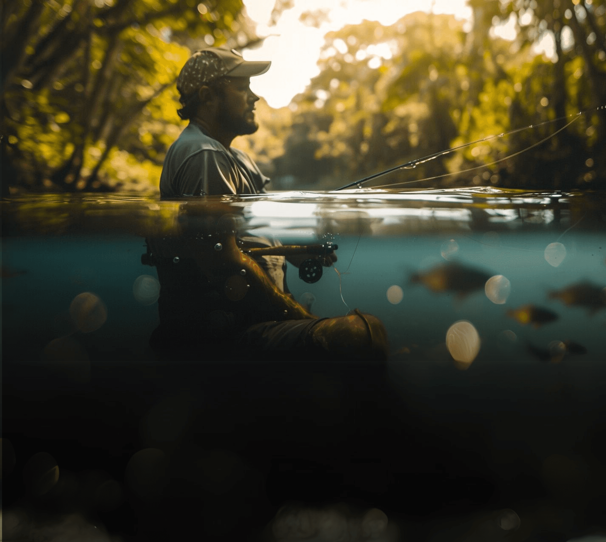 Fisherman Underwater