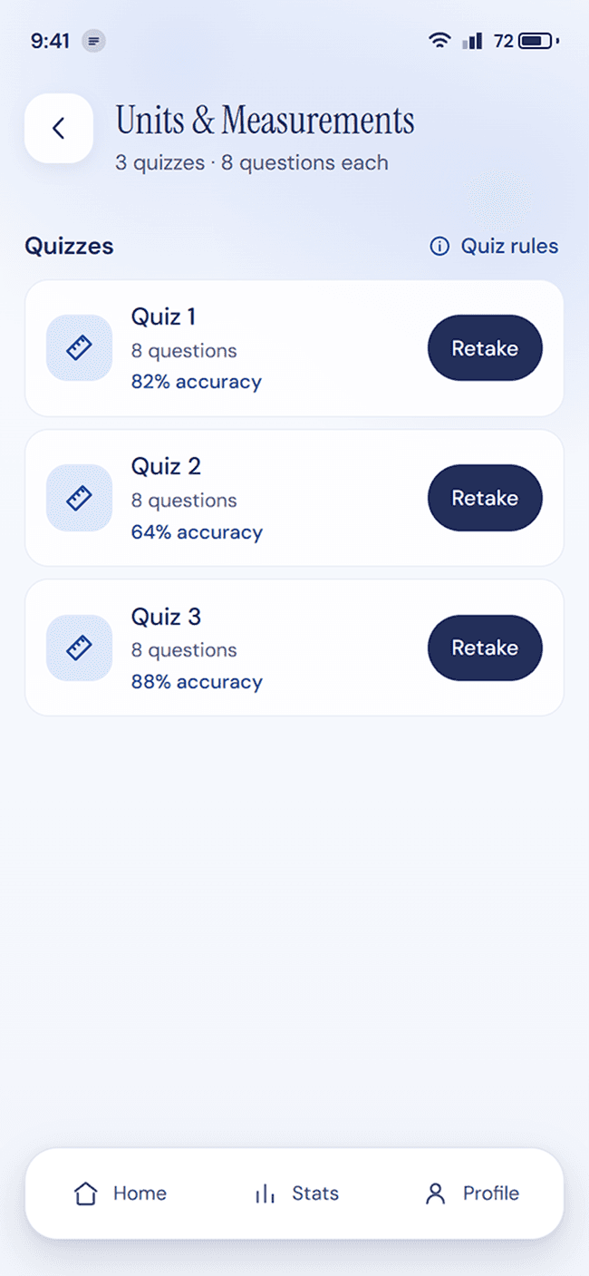 JEE Prep App learning path screen (2 of 3)
