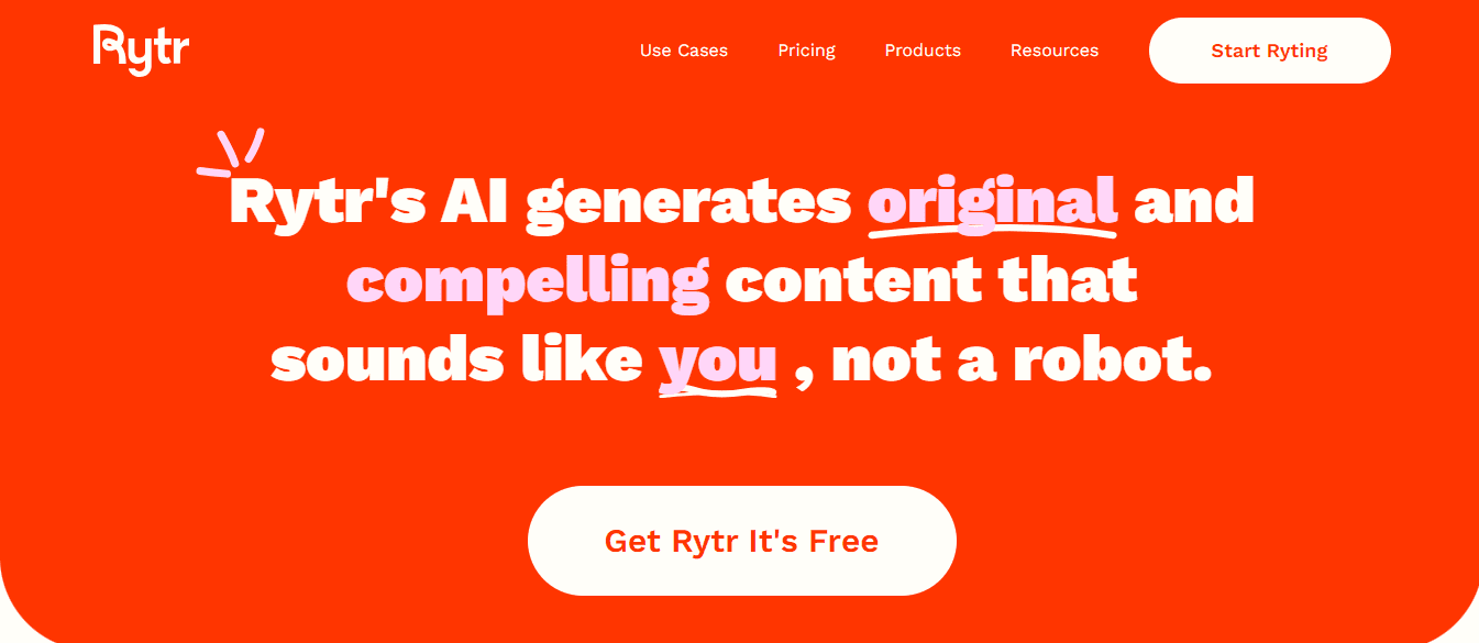 rytr landing page - Rytr Alternatives