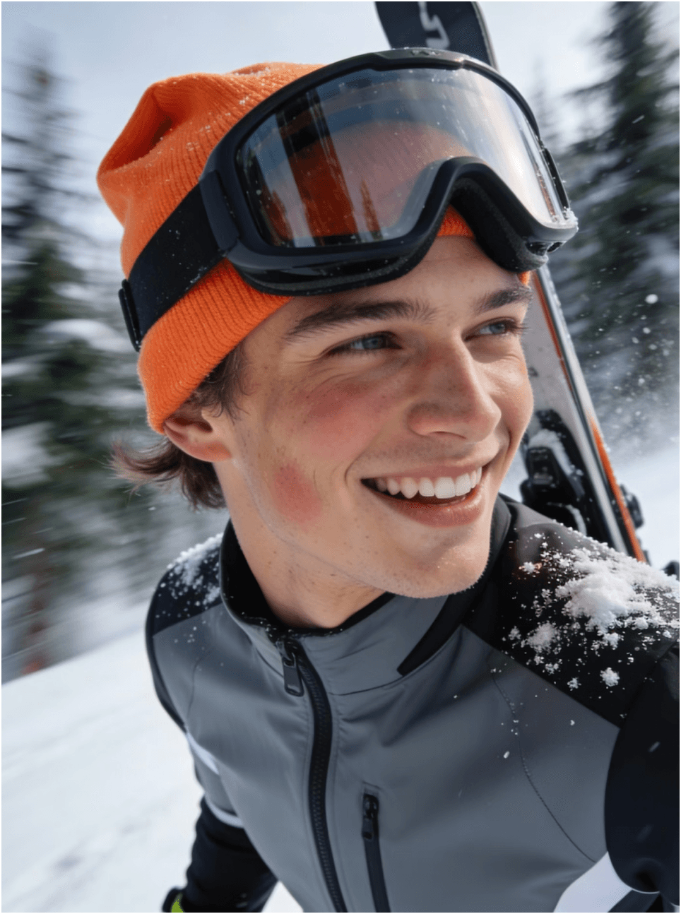 Happy guy skiing