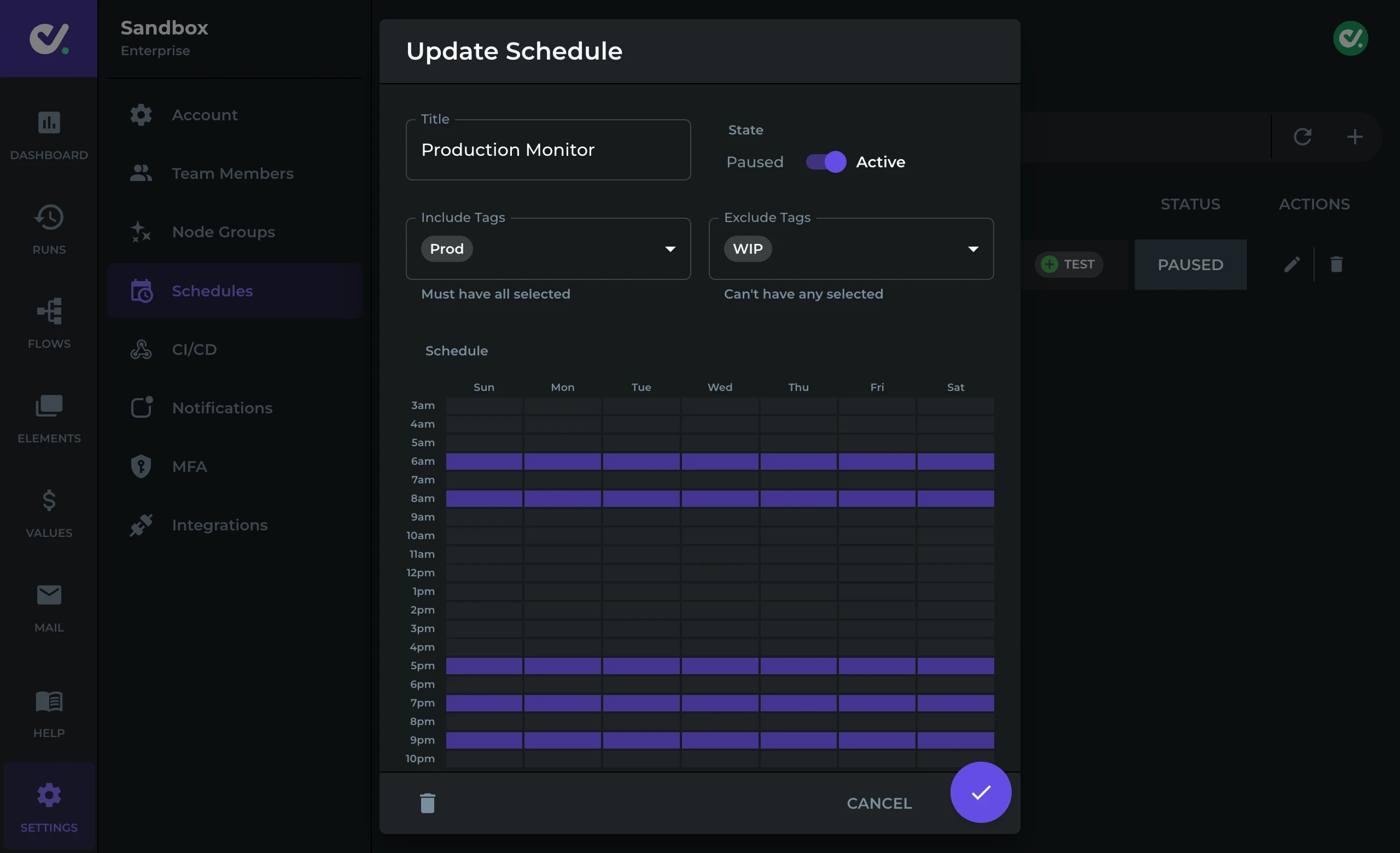 Scheduled automated tests in DoesQA