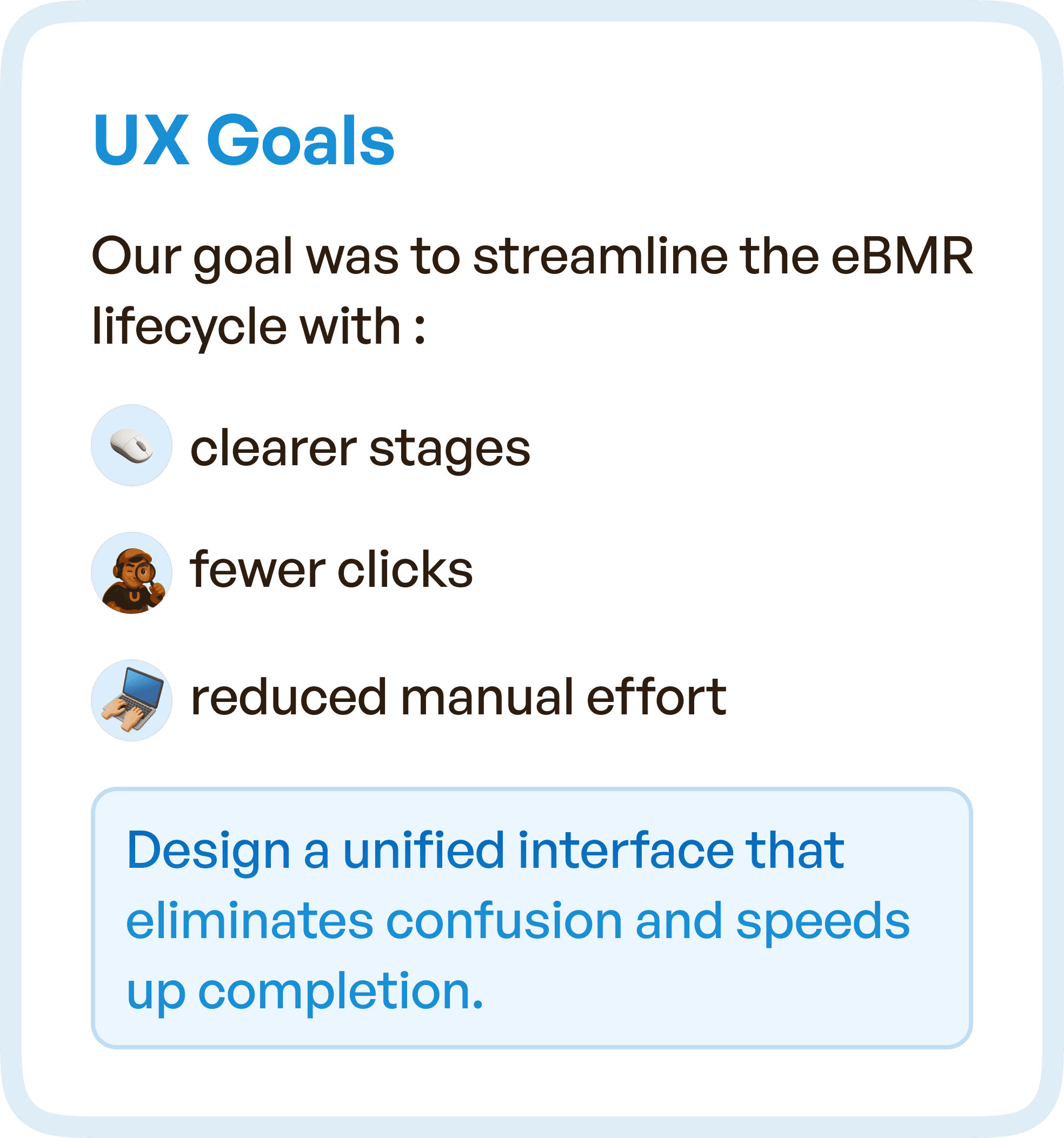 UX Goals for E-BMR in points