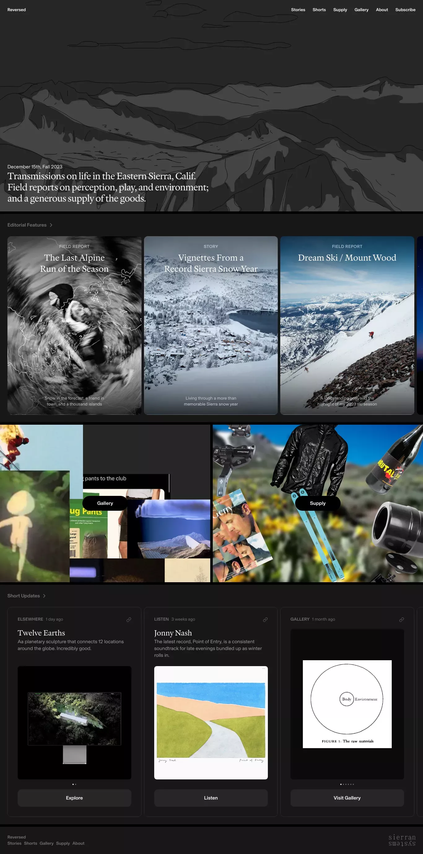 Reversed blog page screenshot showcasing Travel and Nature design