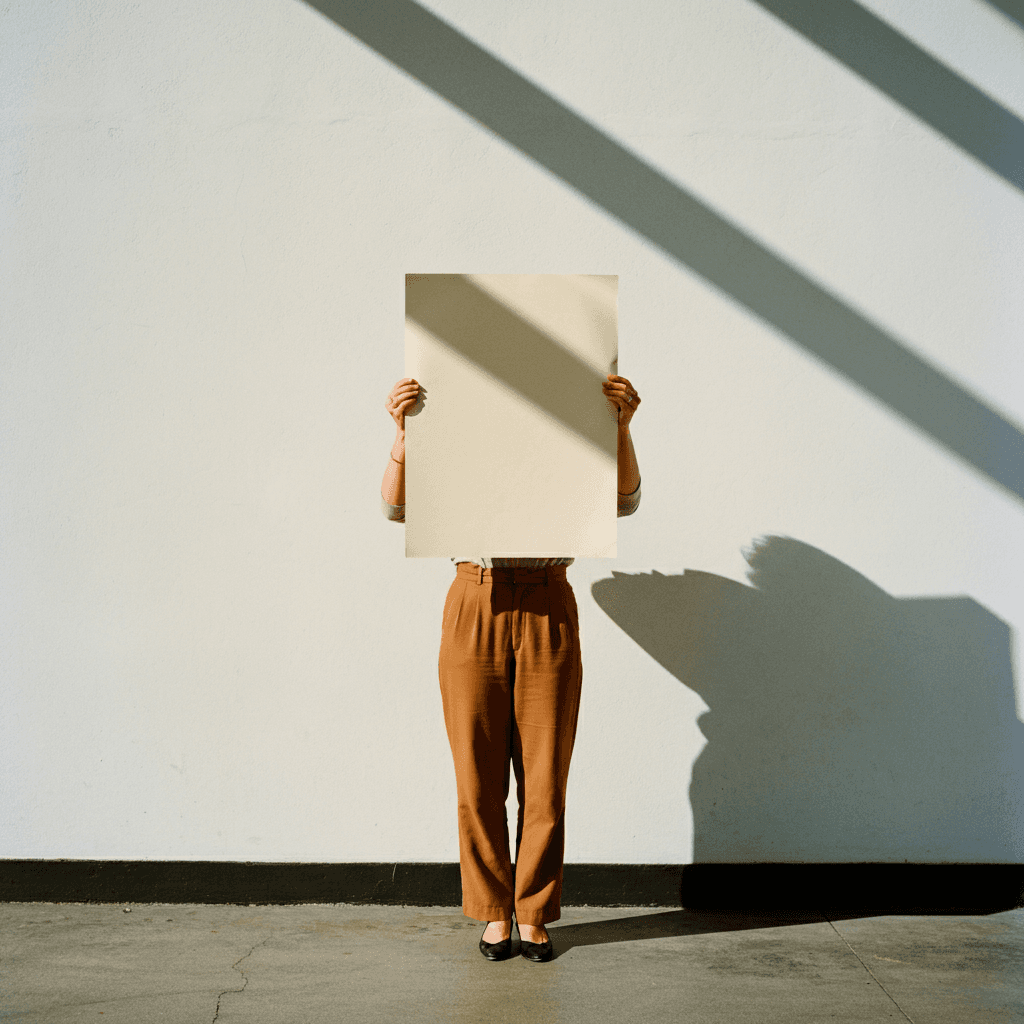 A woman holding a poster.