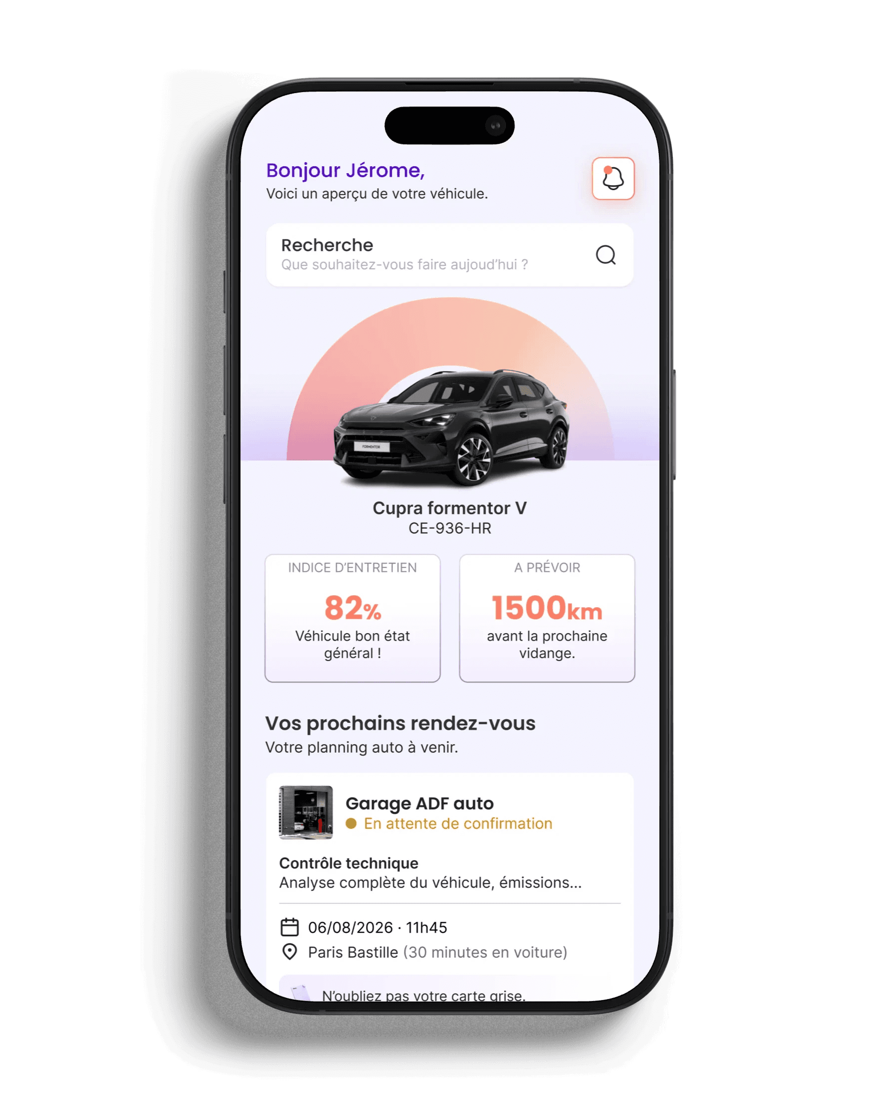 carnet entretien et indice santé véhicule Historique d’entretien automobile affichant contrôles techniques et interventions passées