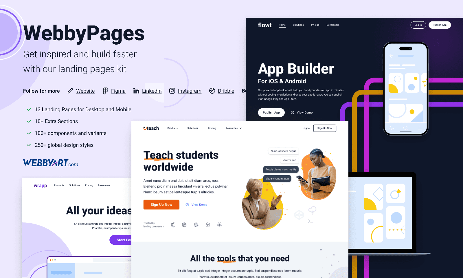 7 Best Figma Landing Page Ideas to Try in 2026 - Landing Page Kit – Collection of 13 UI Variations