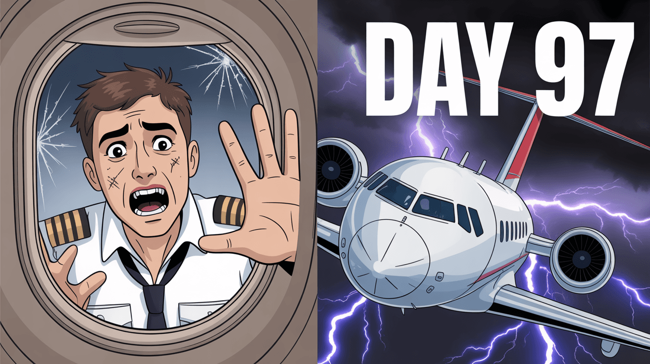 Terrified pilot trapped behind cracked jet window in lightning storm for survival thumbnail