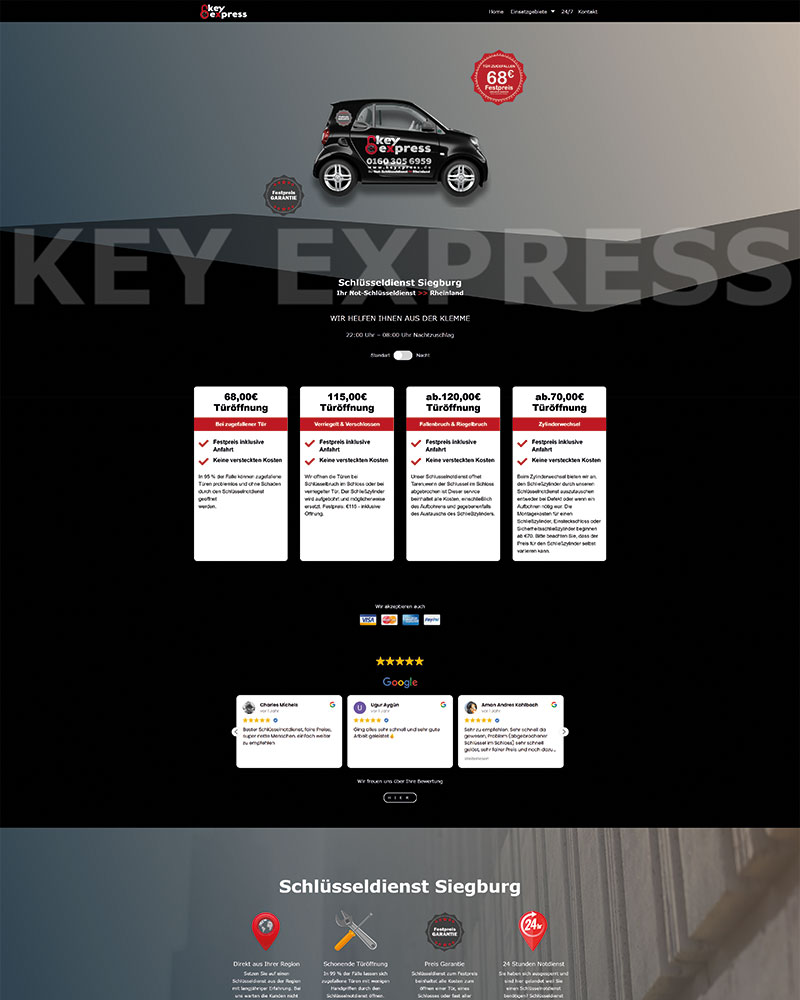 Ein Bild von der Website Keyxpress