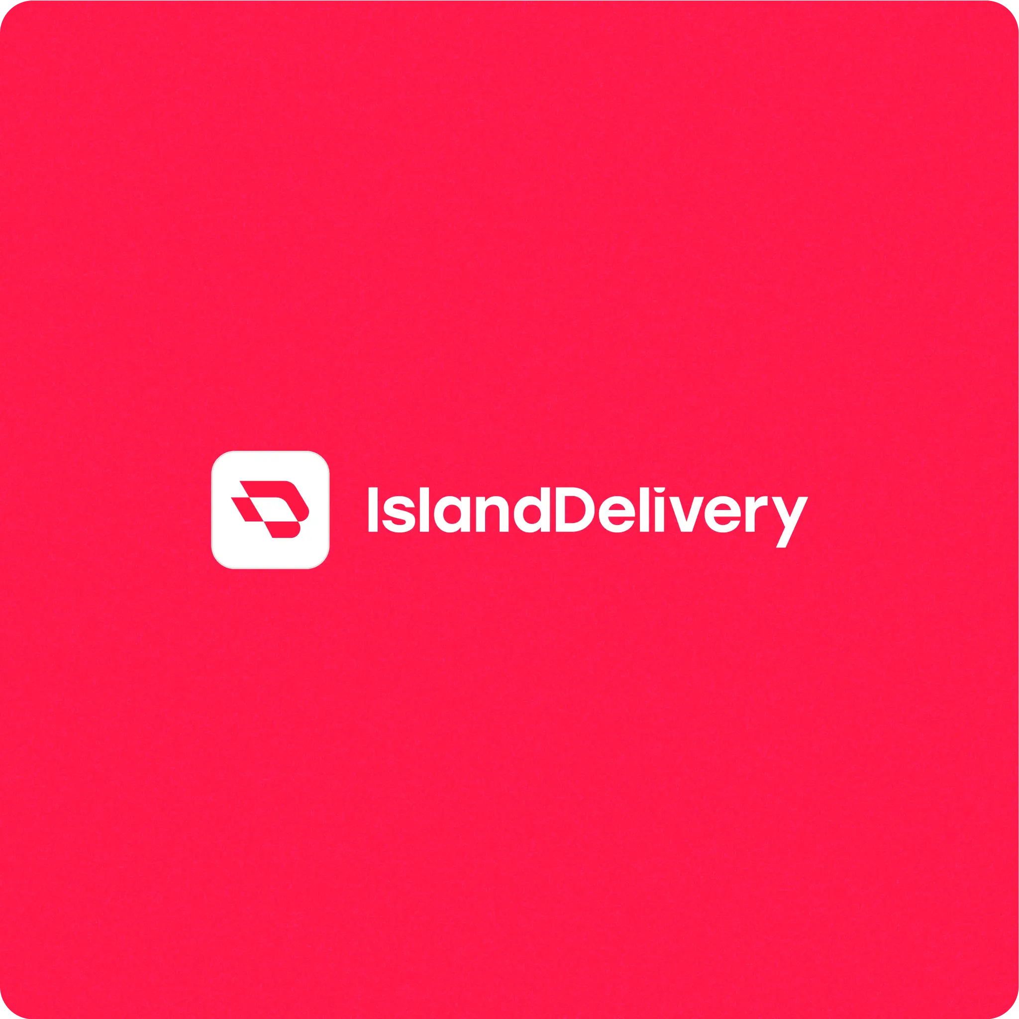 A red background with the "IslandDelivery" logo, featuring a stylized icon and the company name in white text.