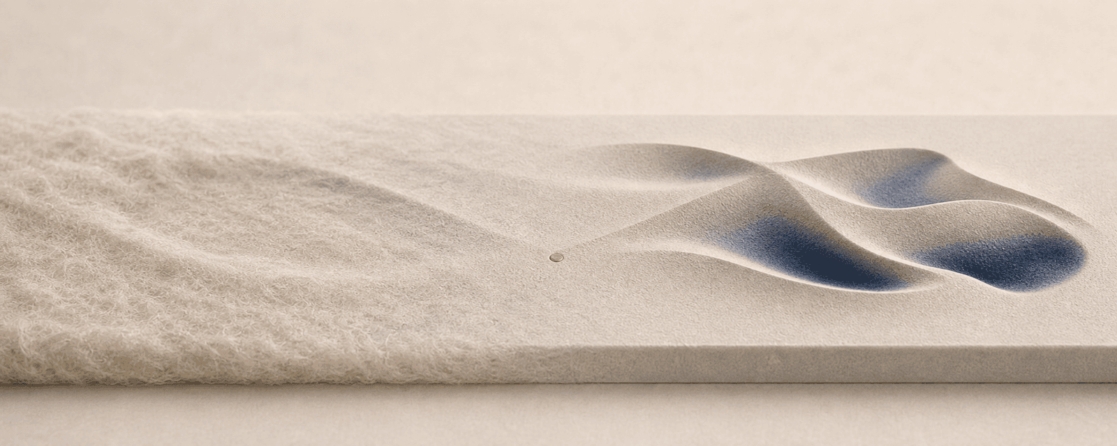 Material progressing from unsettled to stable, representing organizational validation.